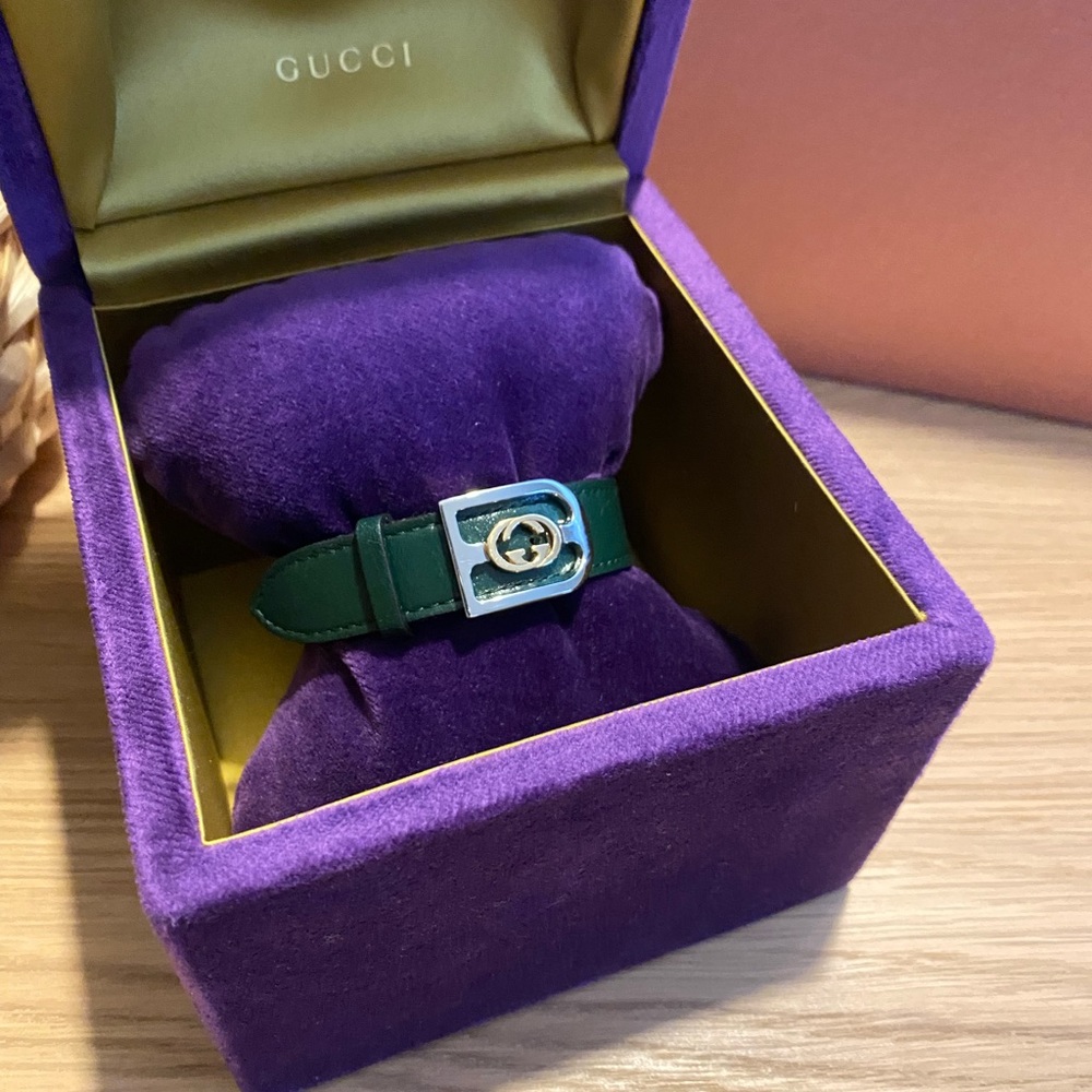 Green Gucci 18k gold and stainless steel bracelet